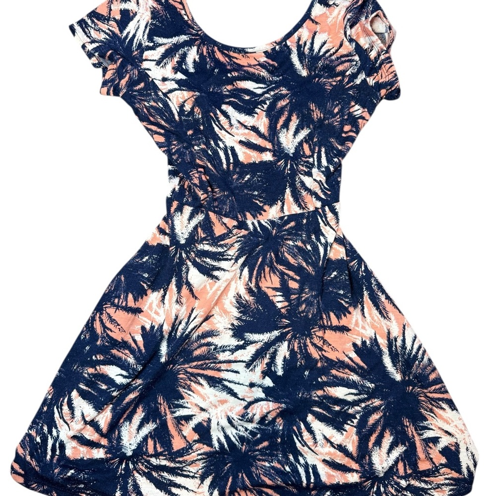 Ocean Drive Casual Blue and Pink Flutter Sleeve Sundress